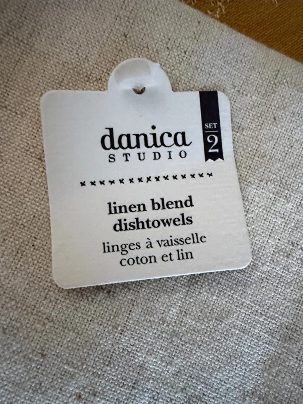 danica studio 2-set Linen/Cotton Blend Dishtowels Feathers & Birds Chirp NWT